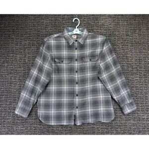 Levis Shirt Mens Large Black White Plaid Flannel Relaxed Fit Outdoor Cabincore